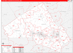 Killeen-Temple Metro Area Wall Map Red Line Style 2026